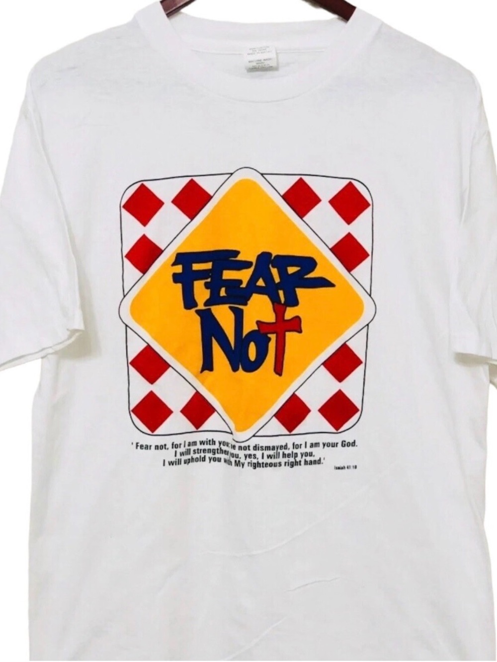 Vintage 90s Christian Bible Verse Fear Not Graphic T Shirt Mens Size Large